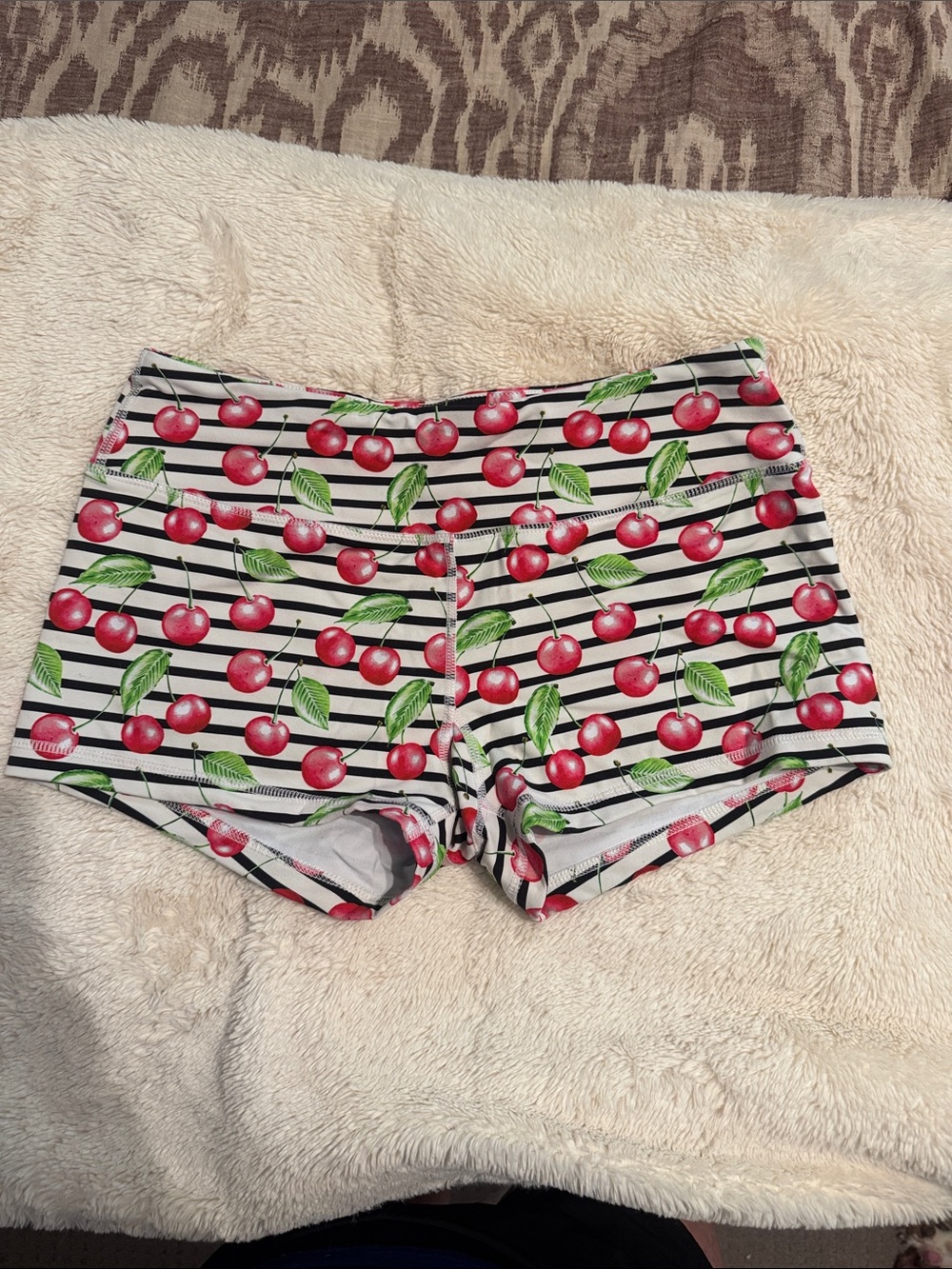 Savage Barbell Cherry Print Boyshorts - White, Black, Red, Green